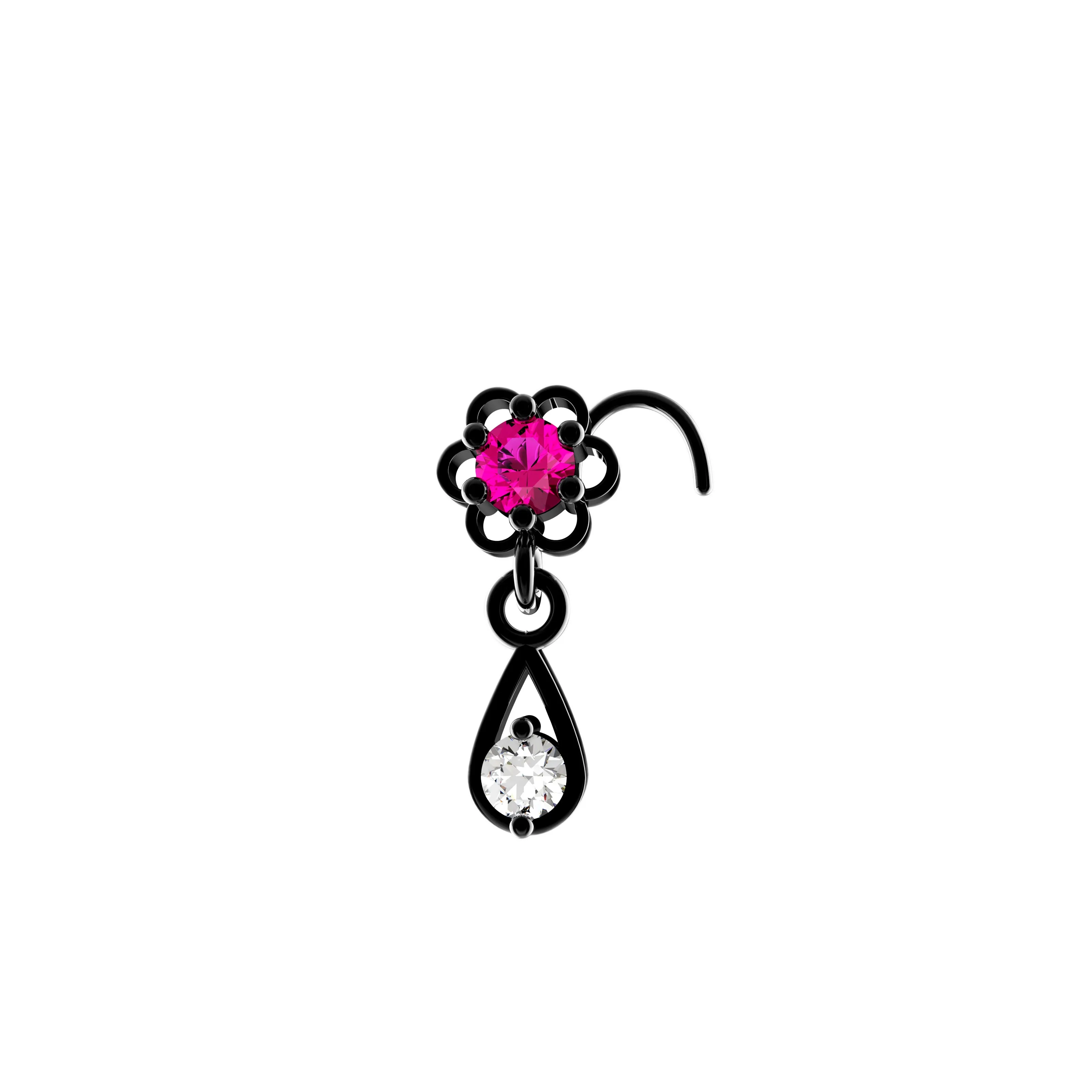14ct Gold Nose Pins | Dangle Nose Piercing Jewelry for Women