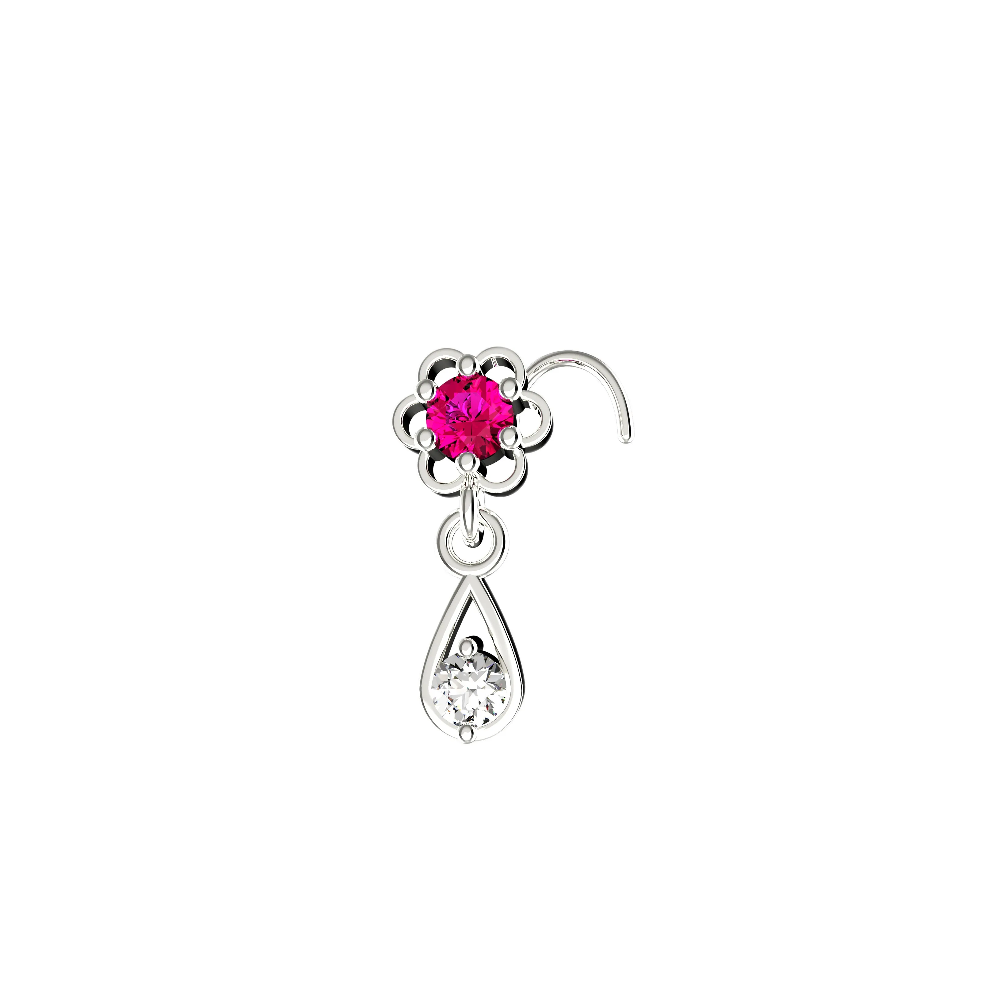 14ct Gold Nose Pins | Dangle Nose Piercing Jewelry for Women