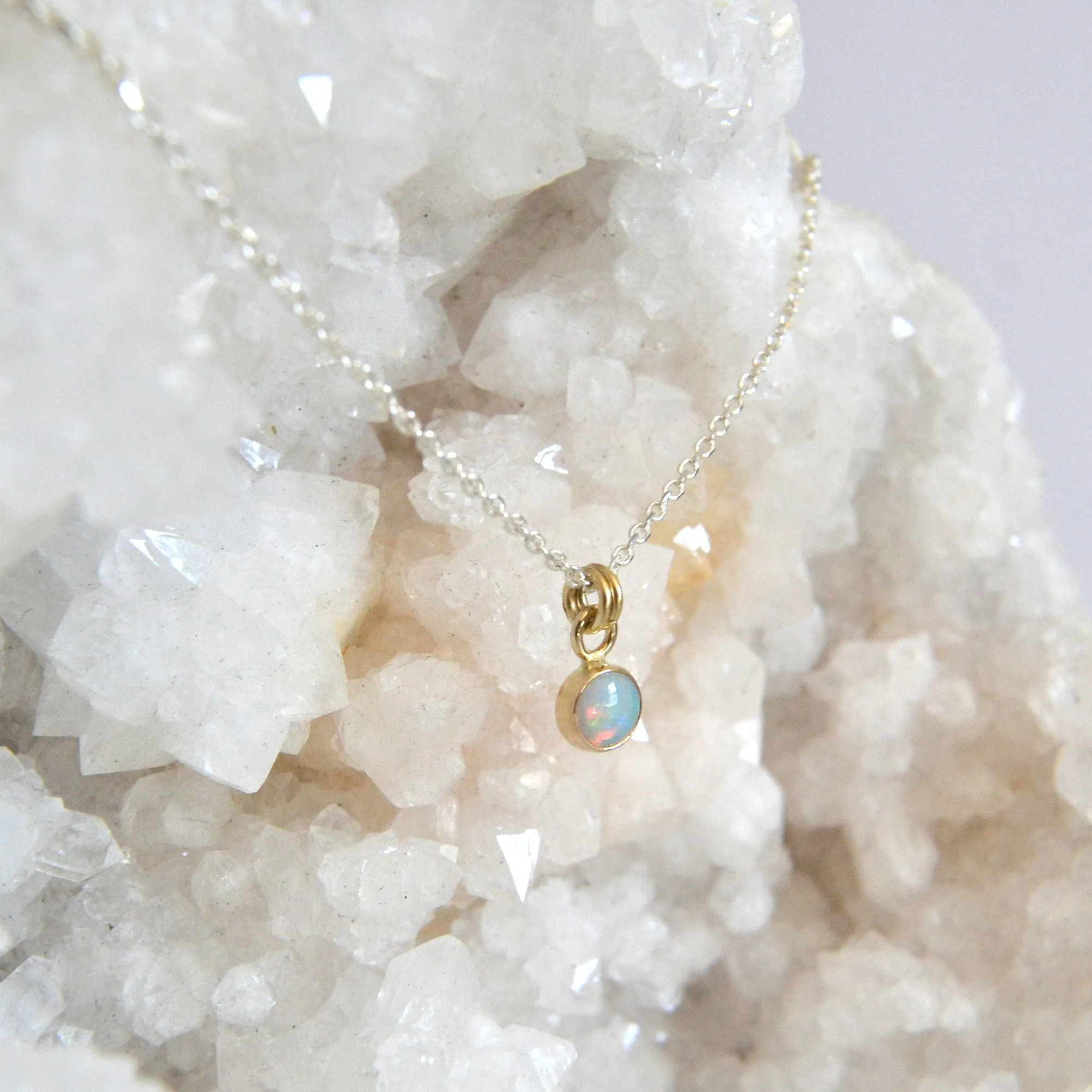 14k & Silver Opal Necklace
