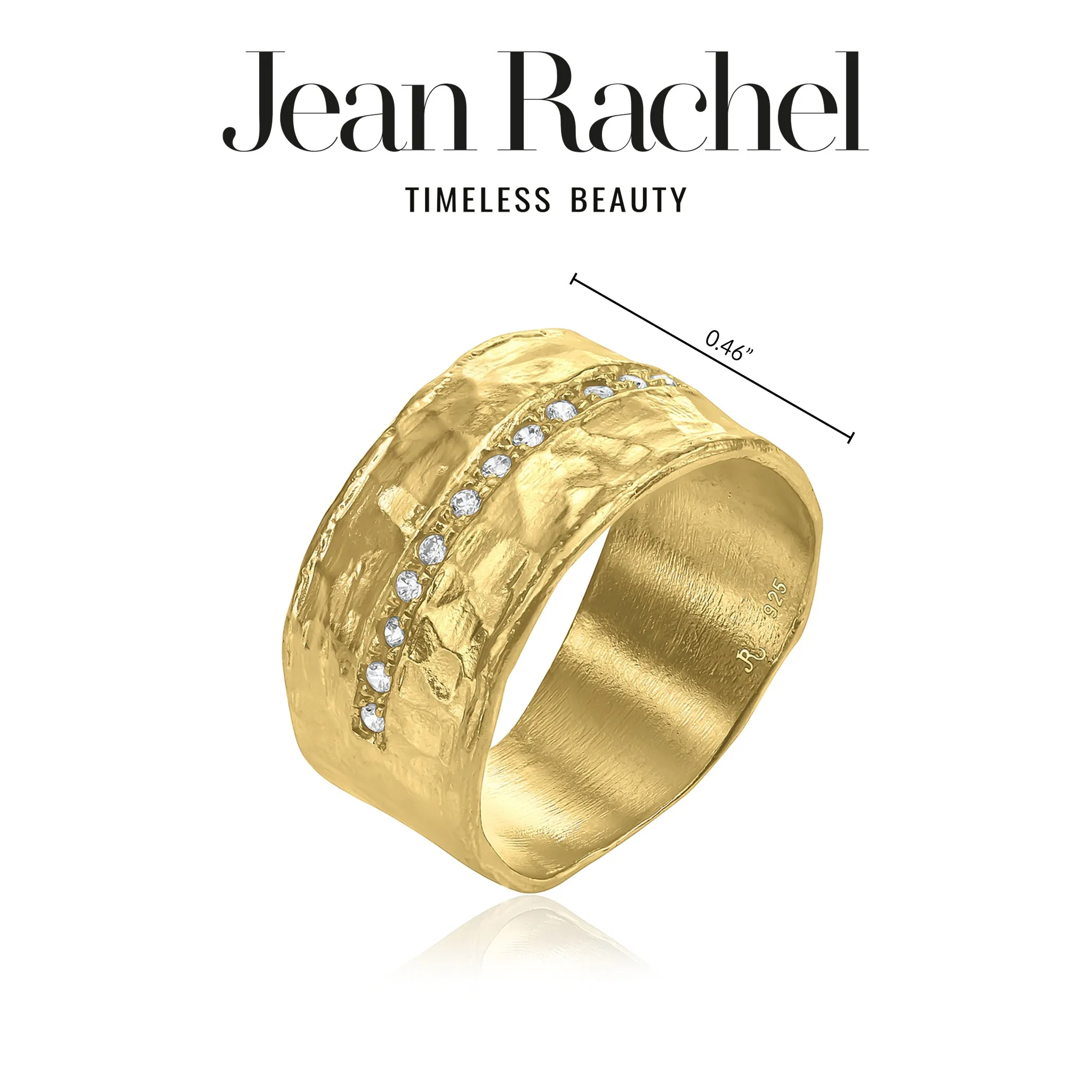 14K Gold Over Sterling Silver Half Eternity CZ Ring