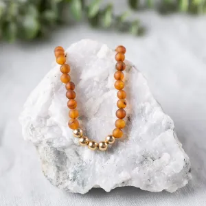 Adults | 14k Gold   Raw Cognac Amber Necklace