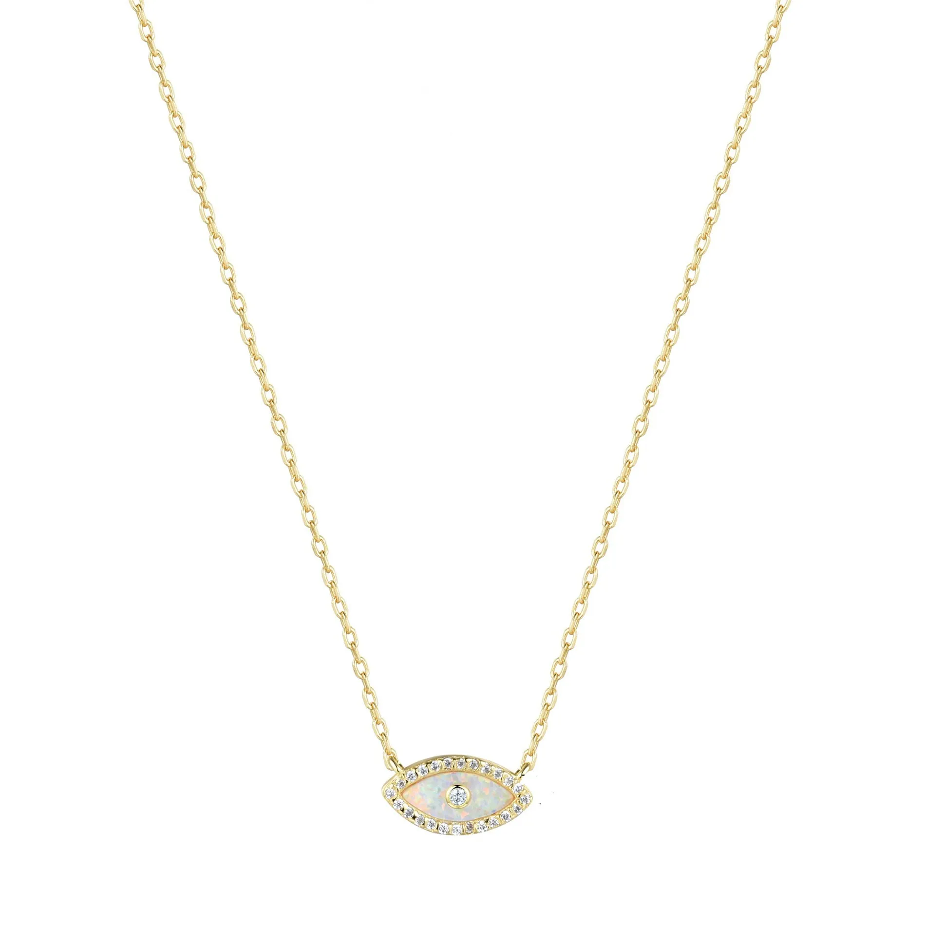 ALANI EVIL EYE WHITE OPAL GOLD NECKLACE