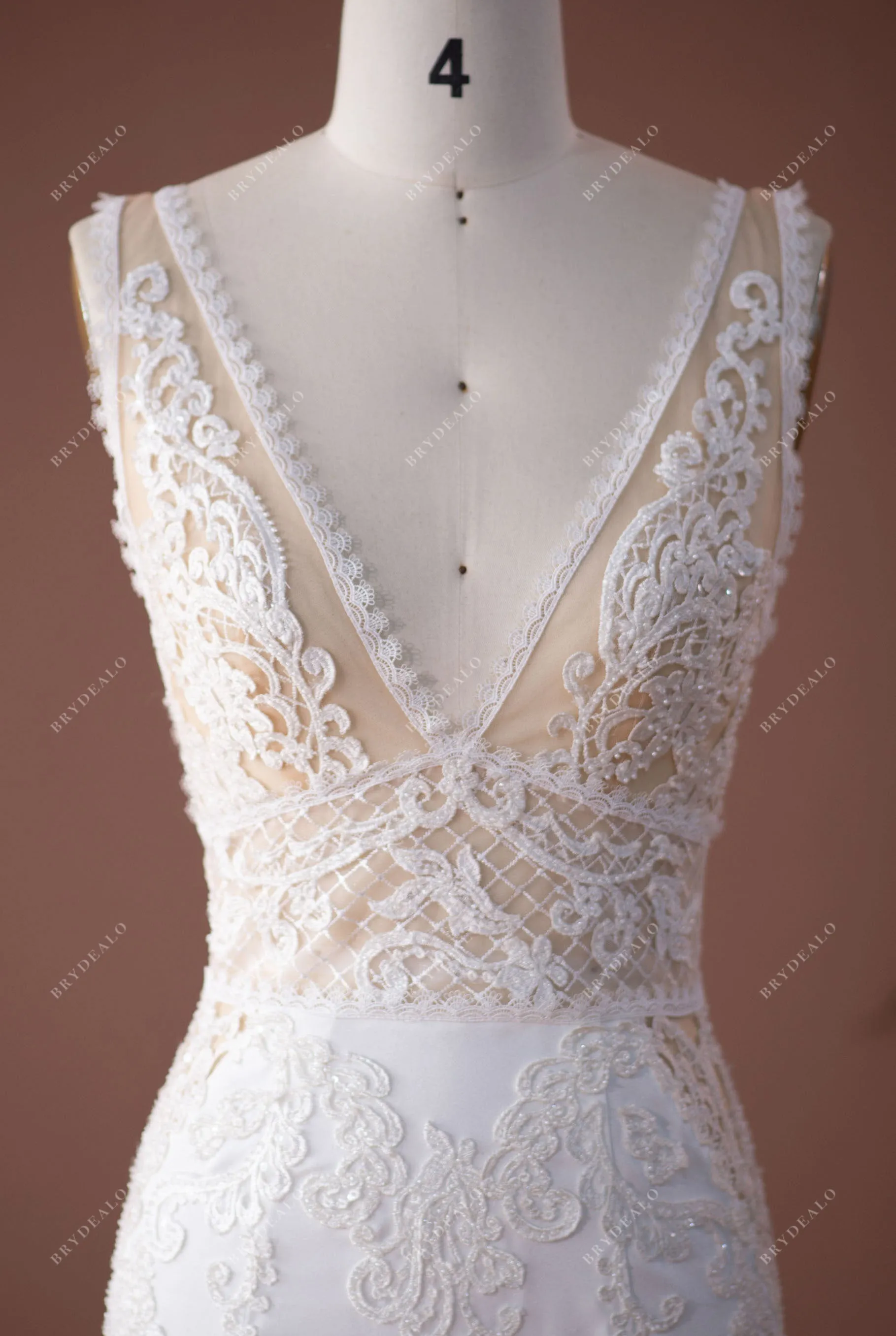 Alluring Lace Satin Mermaid Bridal Dress