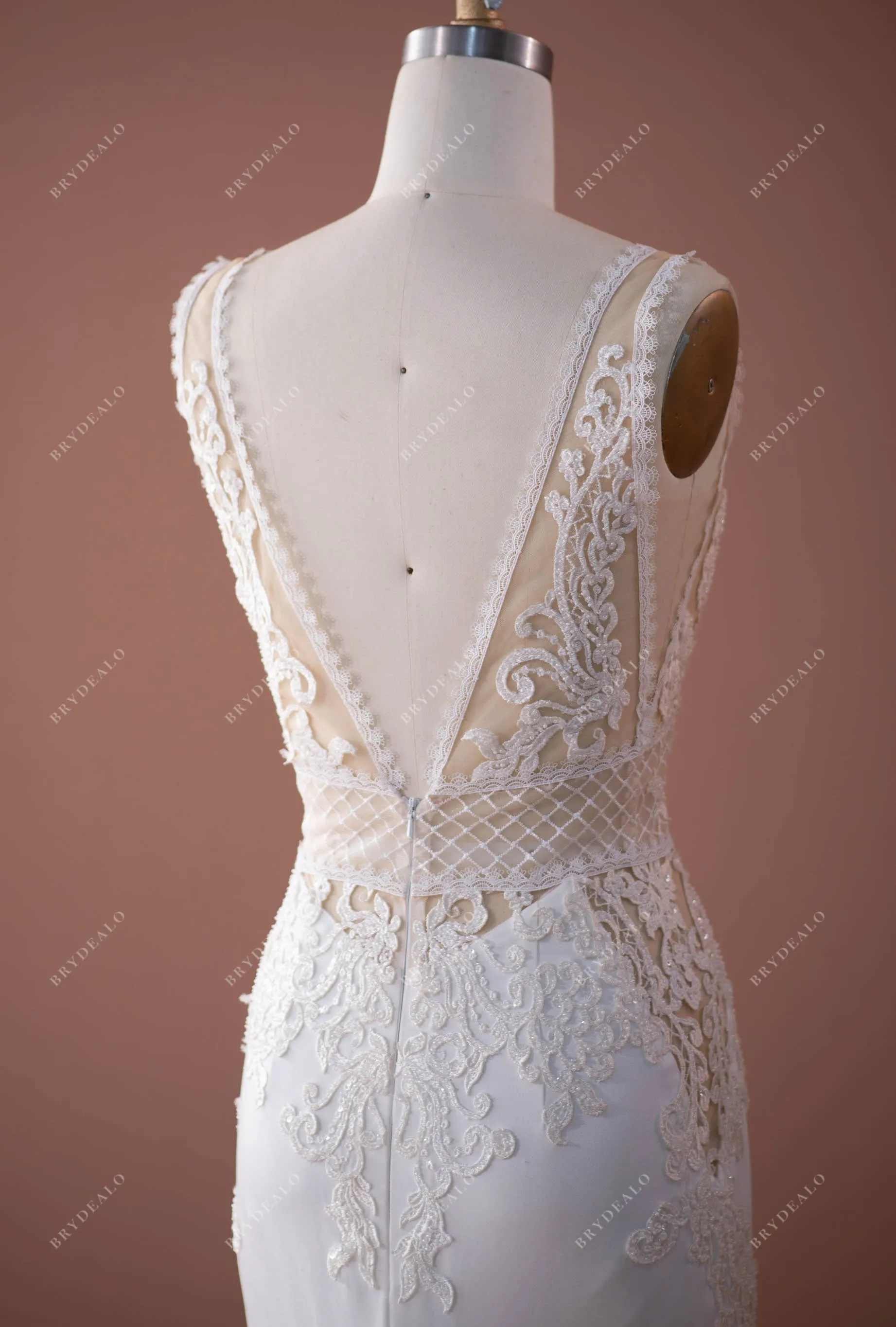 Alluring Lace Satin Mermaid Bridal Dress