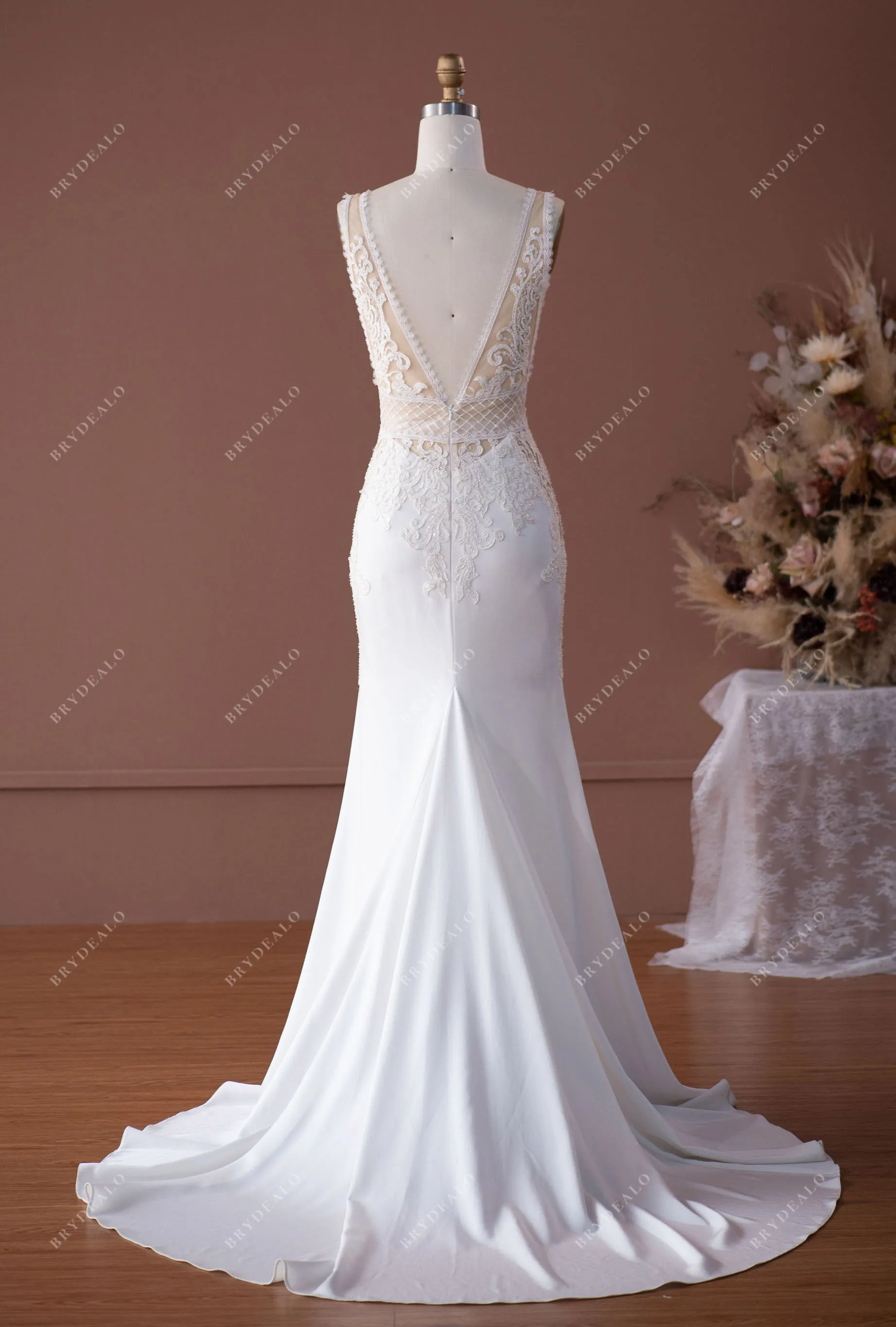 Alluring Lace Satin Mermaid Bridal Dress