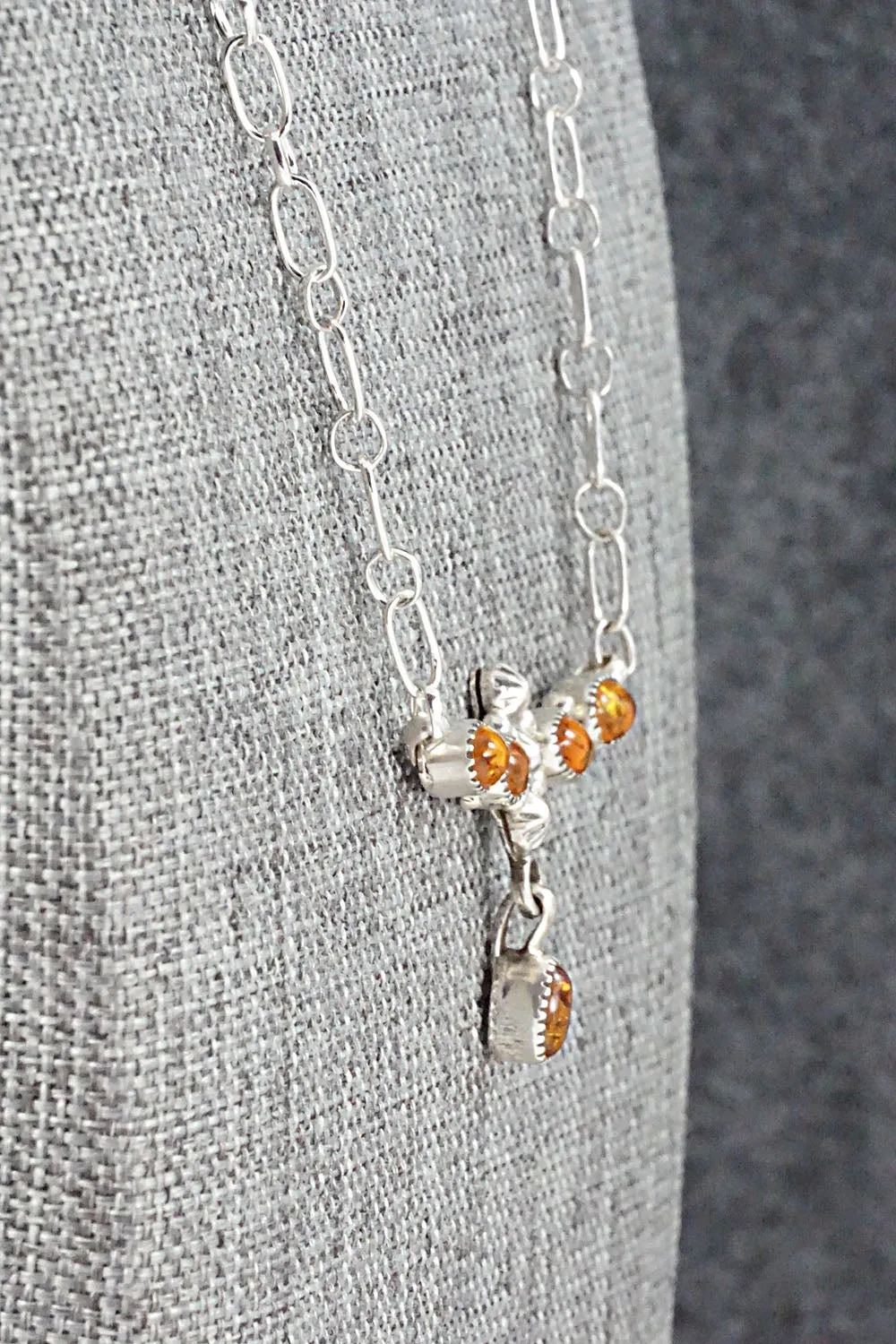 Amber & Sterling Silver Necklace - Loretta Smith
