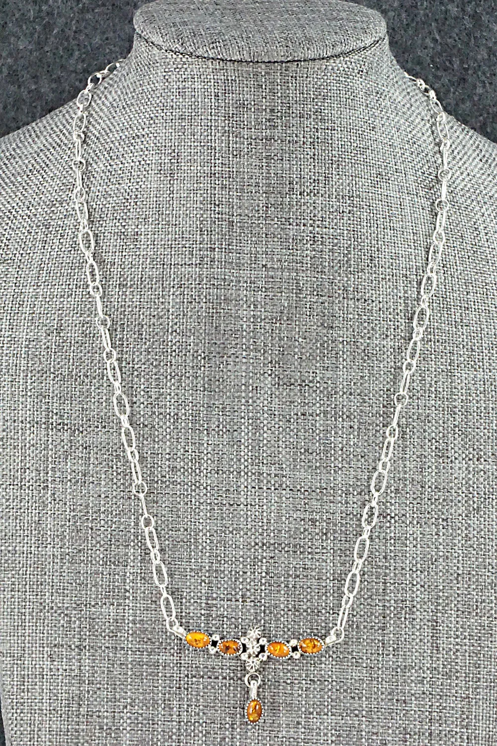 Amber & Sterling Silver Necklace - Loretta Smith