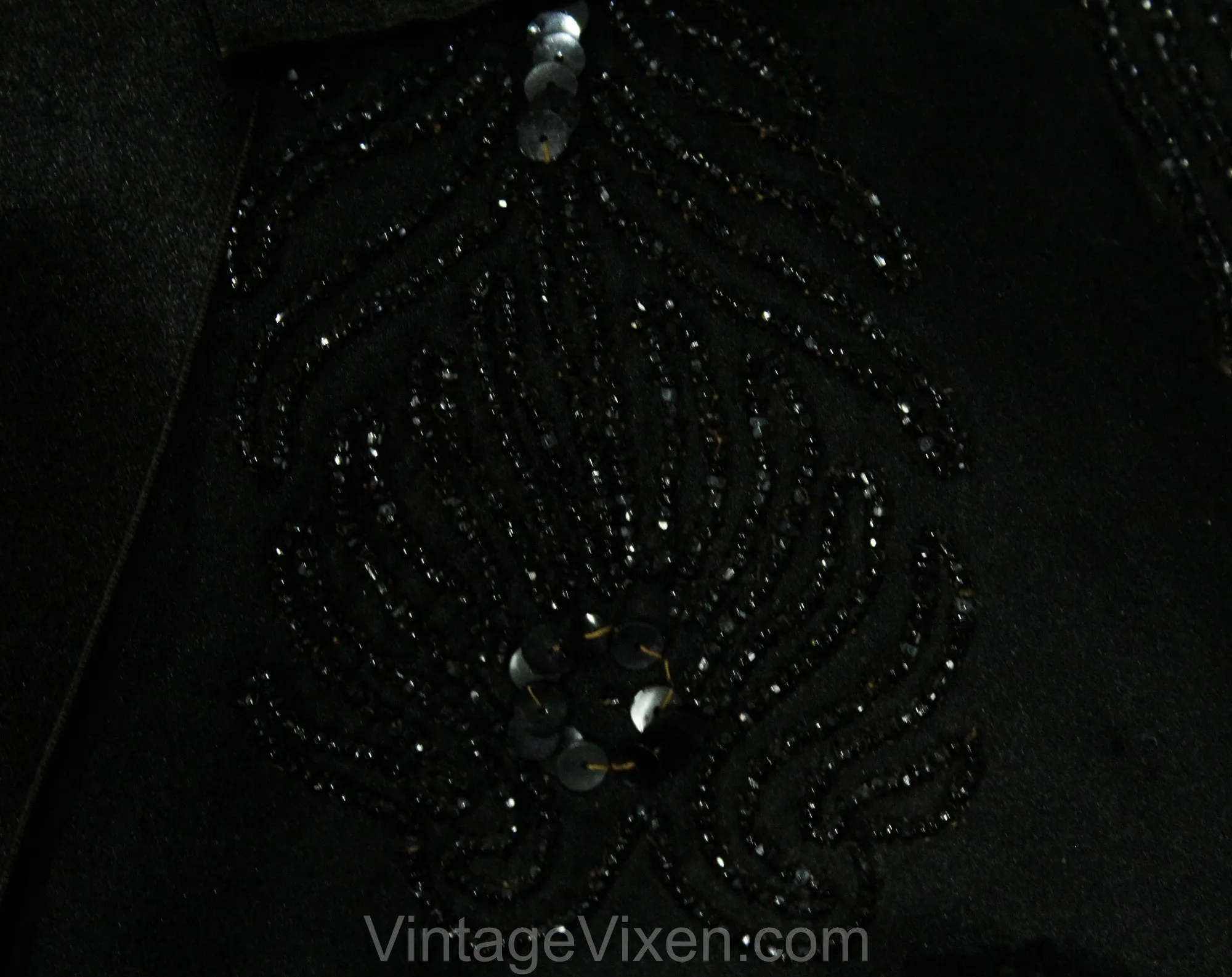 Authentic Victorian Cape - Antique 1890s Black Silk Capelet with Jet Beading, Sequins, and Chiffon Ruffles - 1900s Edwardian - Neck 16