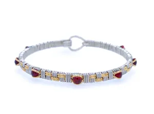 Basket Weave Garnet Bangle Bracelet