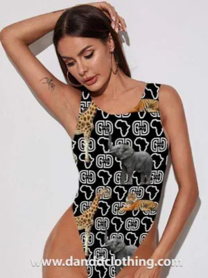 Black Animals Slim Bodysuit