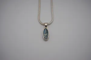 Boulder Opal Necklace: Cabachon, Silver Bezel, Foxtail Chain
