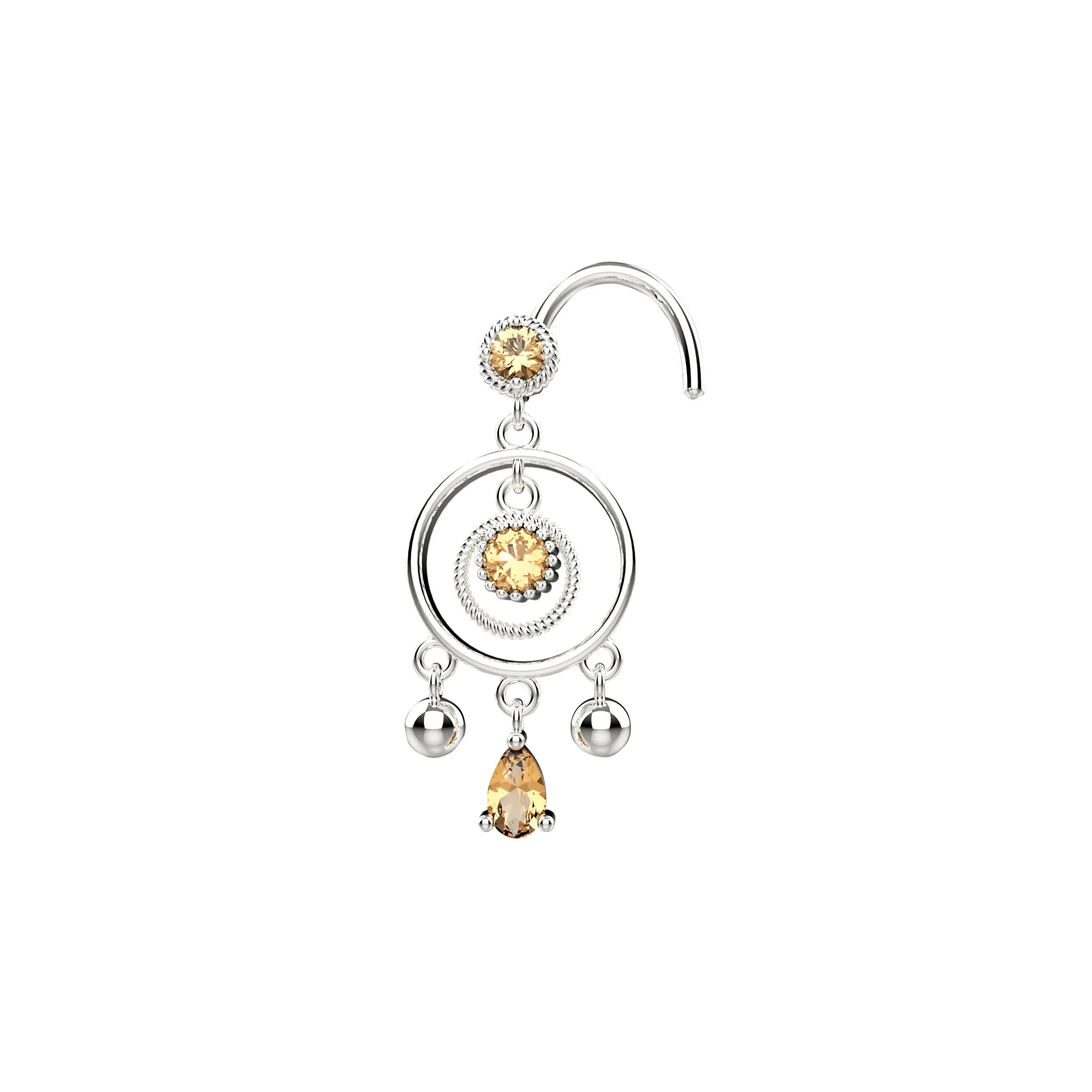 Dangle Nose Piercing – 14K Gold Nose Ring for Women