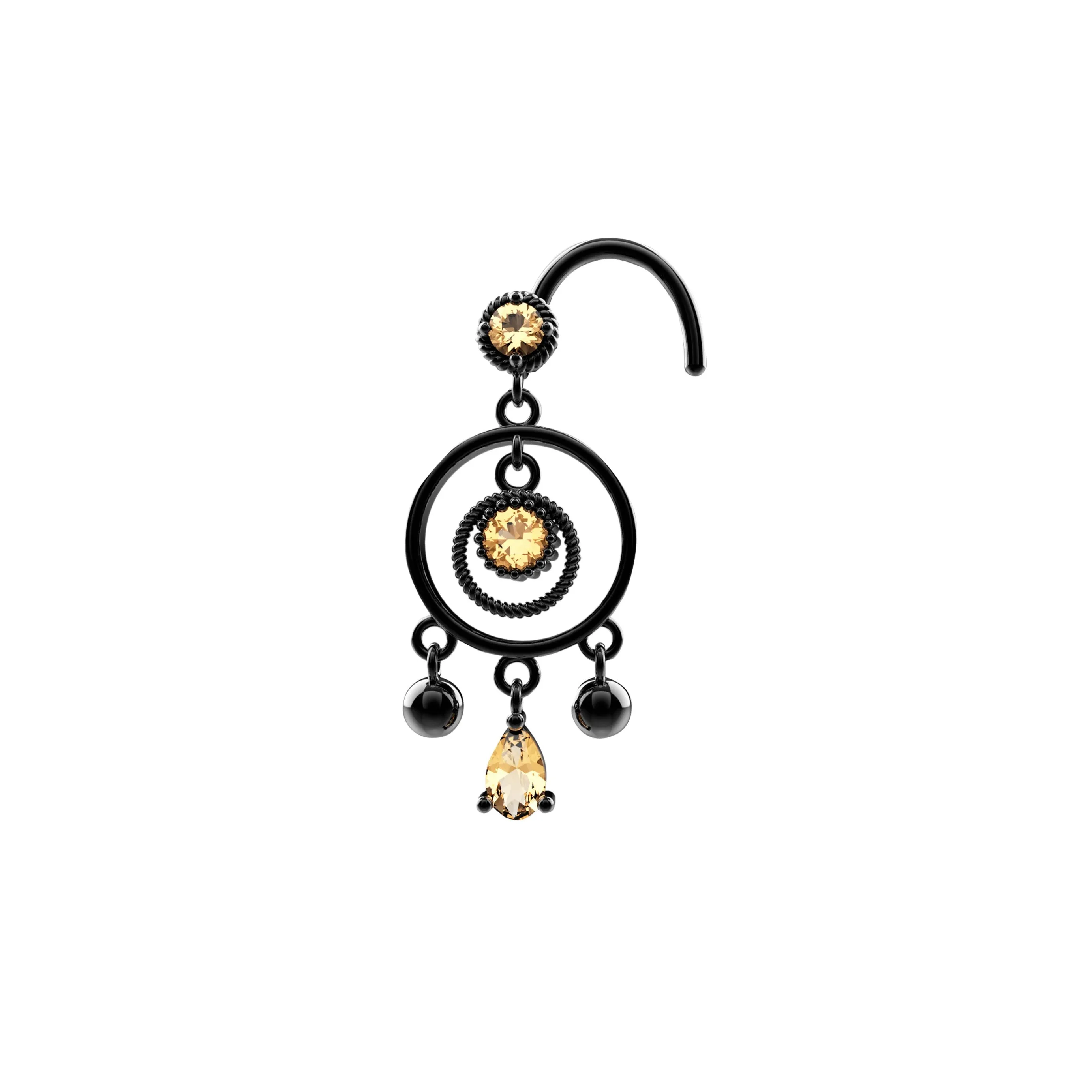 Dangle Nose Piercing – 14K Gold Nose Ring for Women