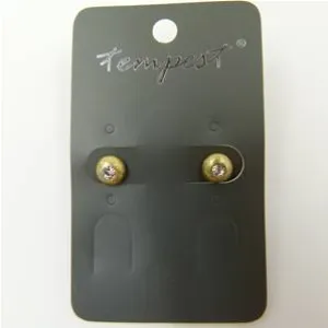 Delicate tiny stud earrings with central crystal stone