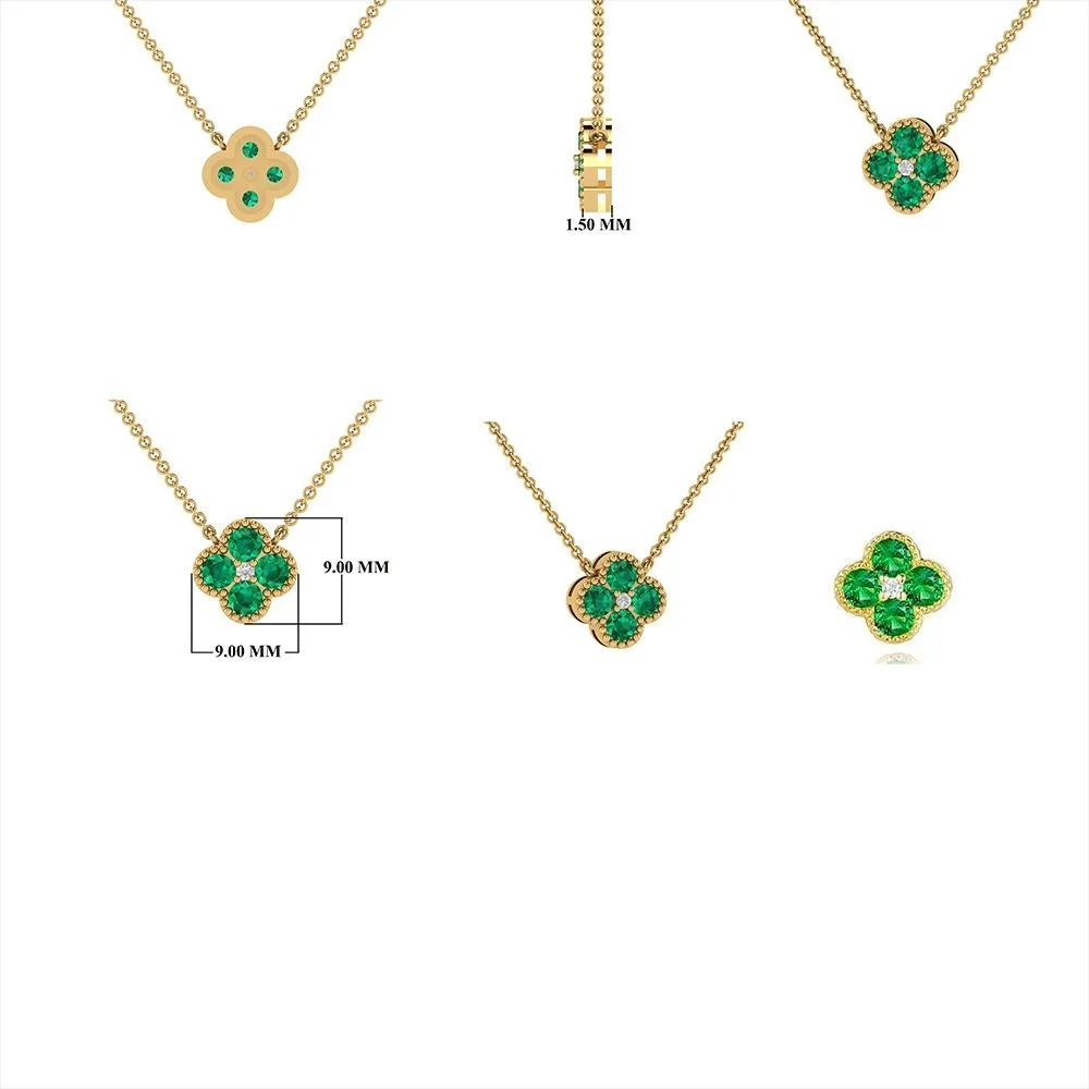 Diamond & Emerald Clover Necklace