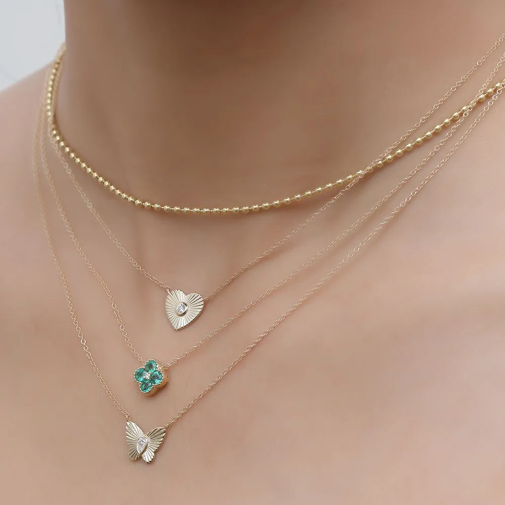 Diamond & Emerald Clover Necklace