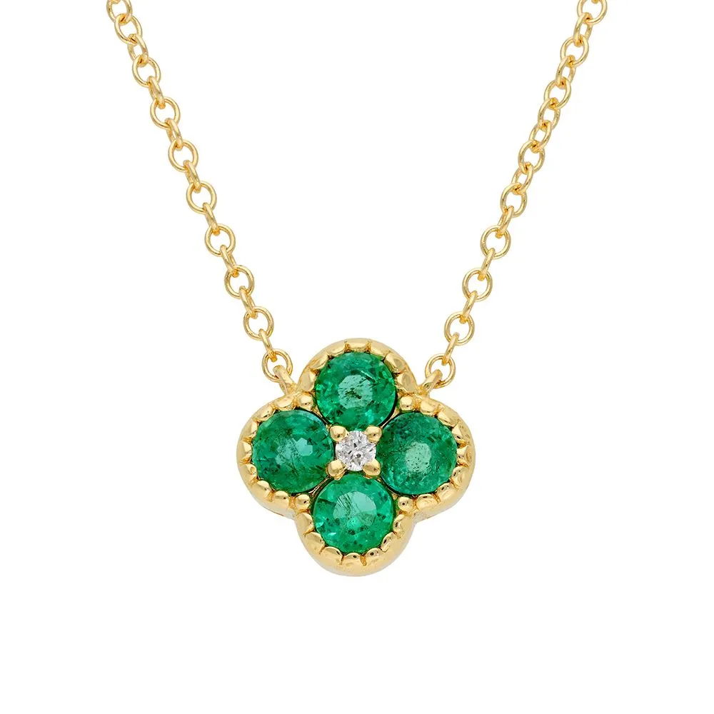 Diamond & Emerald Clover Necklace