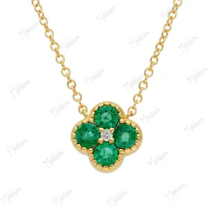 Diamond & Emerald Clover Necklace