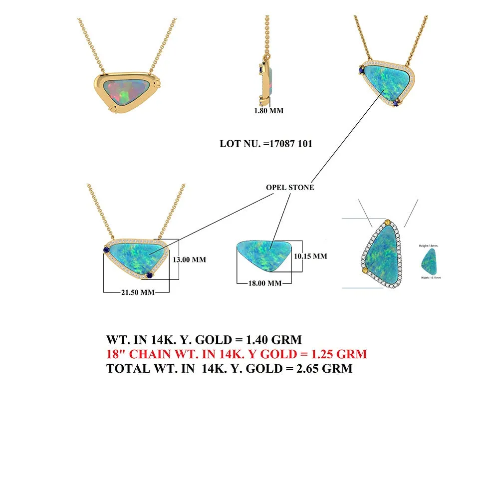Diamond & Emerald Opal Pendant Necklace