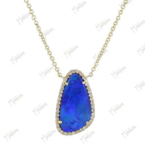 Diamond Australian Opal Necklace