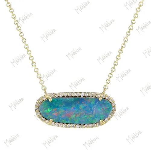 Diamond Australian Opal Necklace