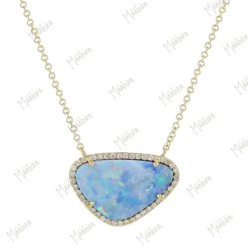 Diamond Australian Opal Necklace