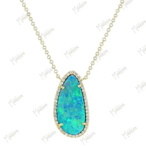 Diamond Australian Opal Necklace