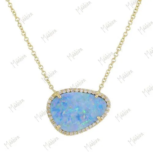 Diamond Australian Opal Necklace