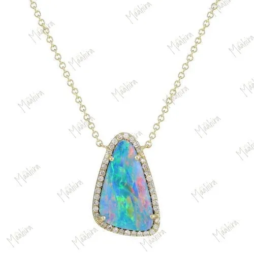 Diamond Australian Opal Necklace