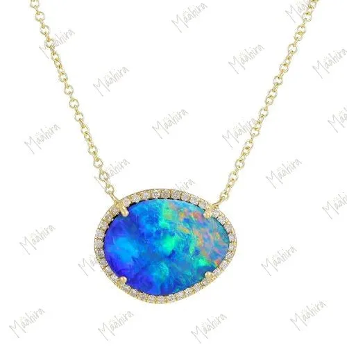 Diamond Australian Opal Necklace