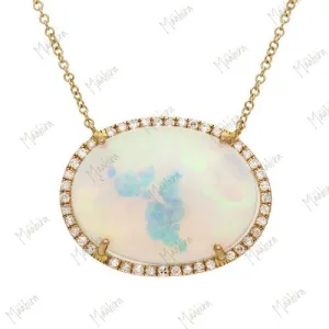 Diamond Ethiopian Opal Necklace