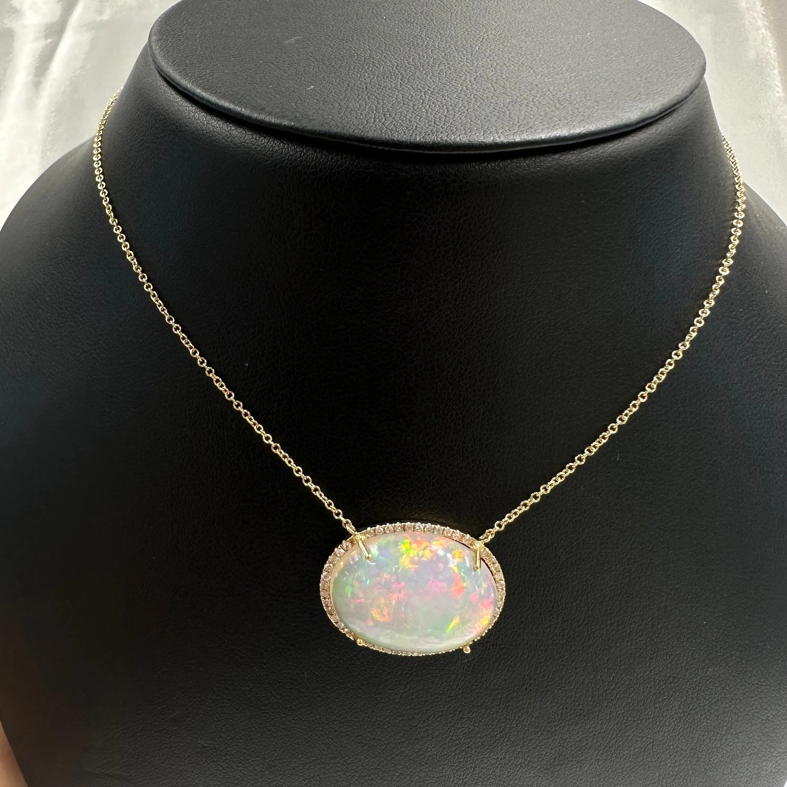 Diamond Ethiopian Opal Necklace