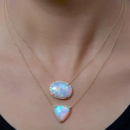 Diamond Ethiopian Opal Necklace