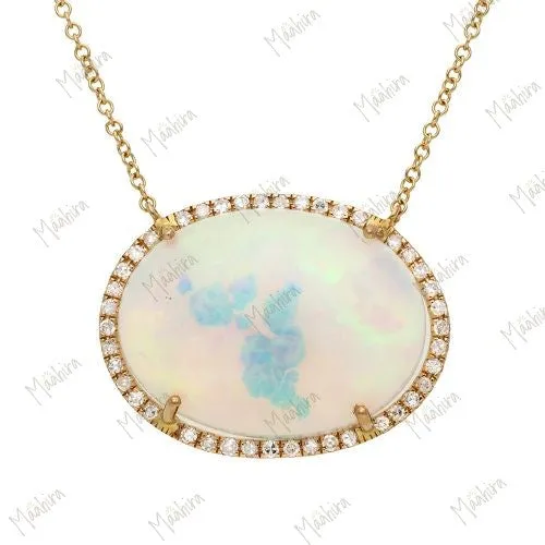 Diamond Ethiopian Opal Necklace