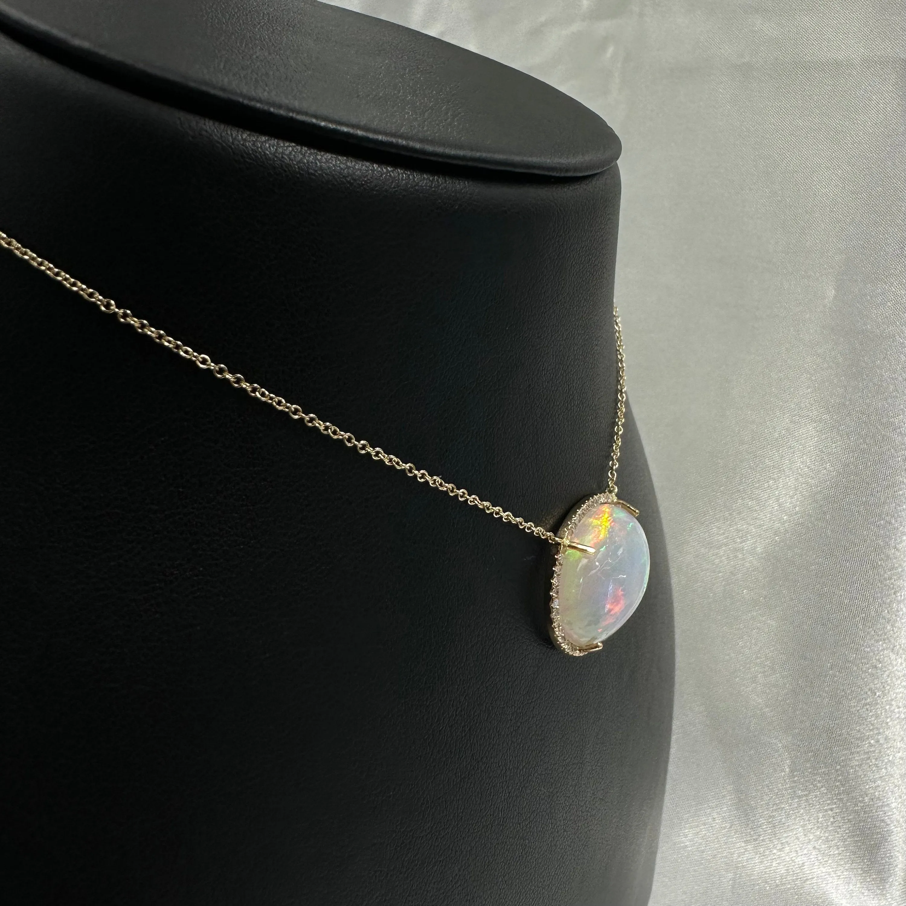 Diamond Ethiopian Opal Necklace