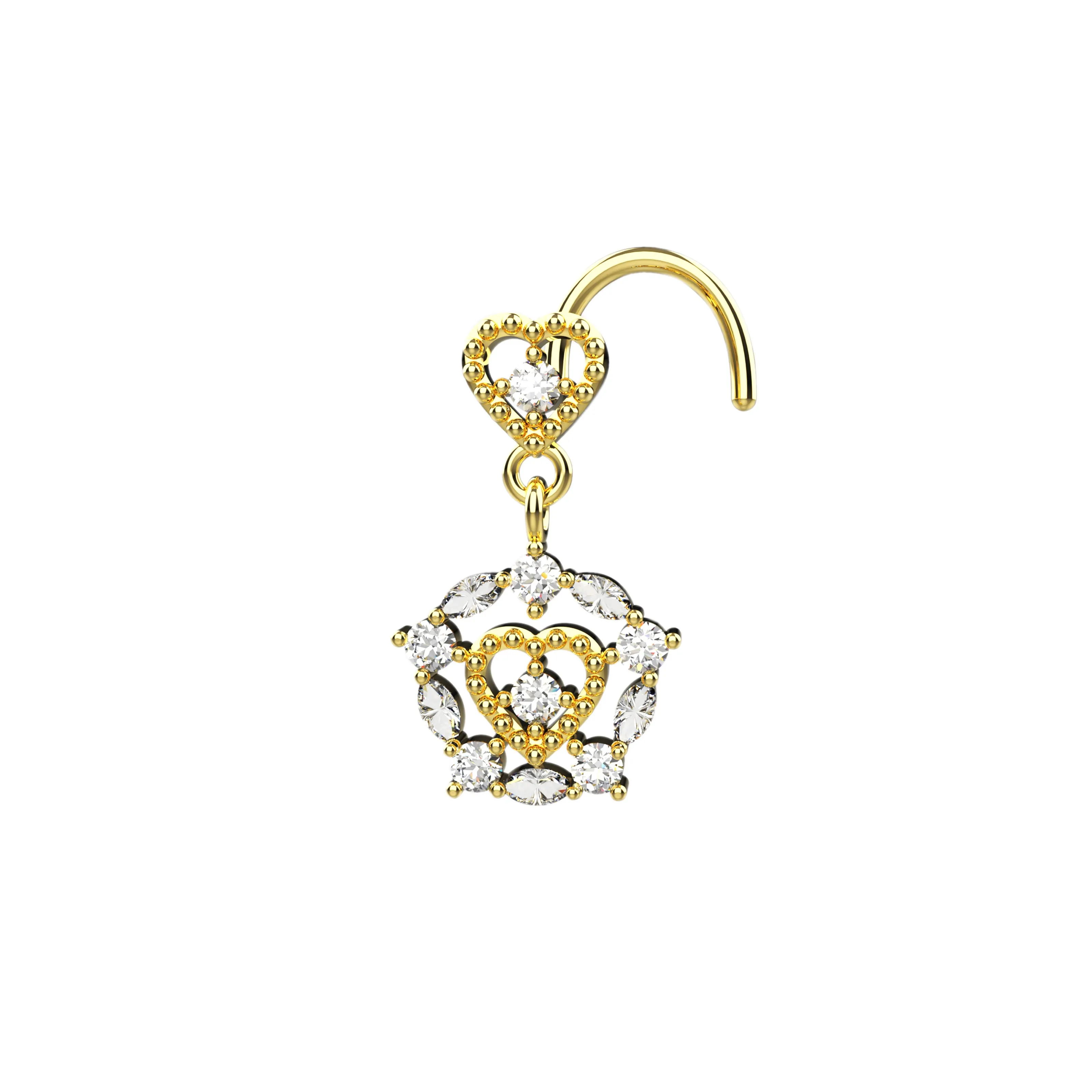 Elegant Dangle Nose Ring – Gold & Silver Piercing Jewelry