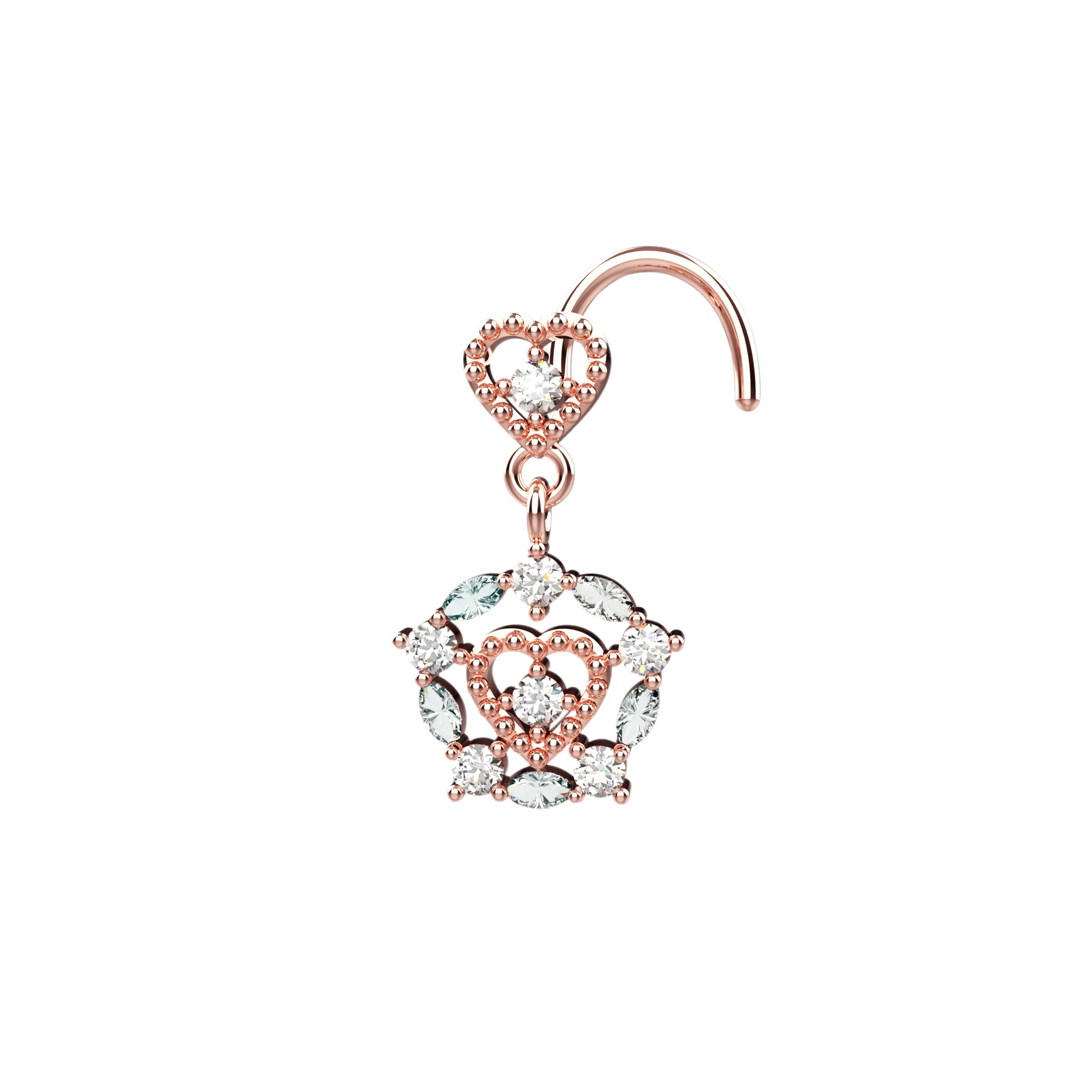 Elegant Dangle Nose Ring – Gold & Silver Piercing Jewelry