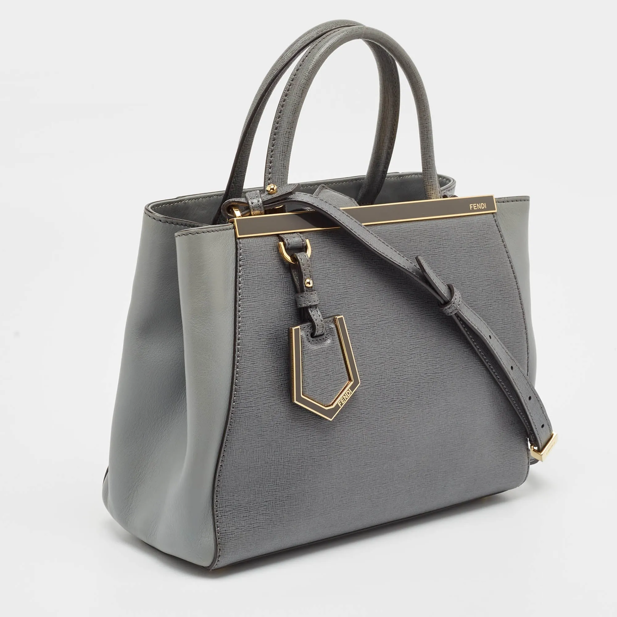 Fendi Grey Leather Mini 2Jours Tote
