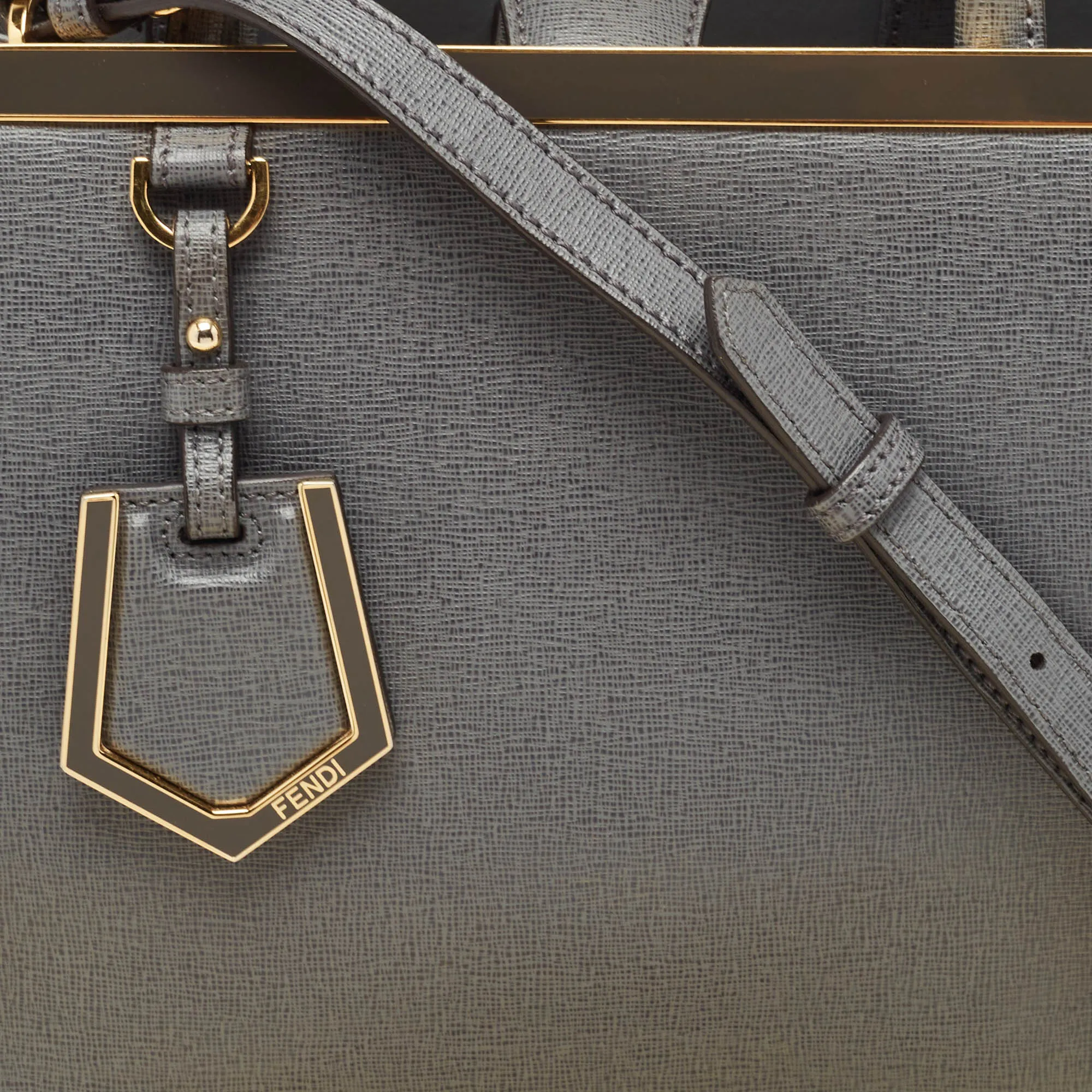 Fendi Grey Leather Mini 2Jours Tote