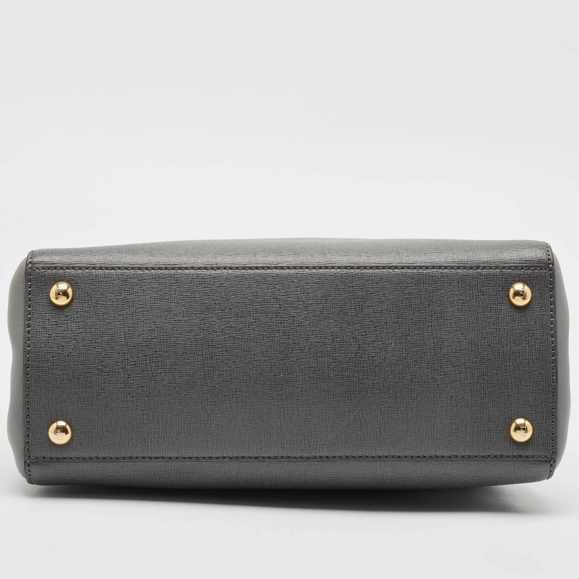 Fendi Grey Leather Mini 2Jours Tote
