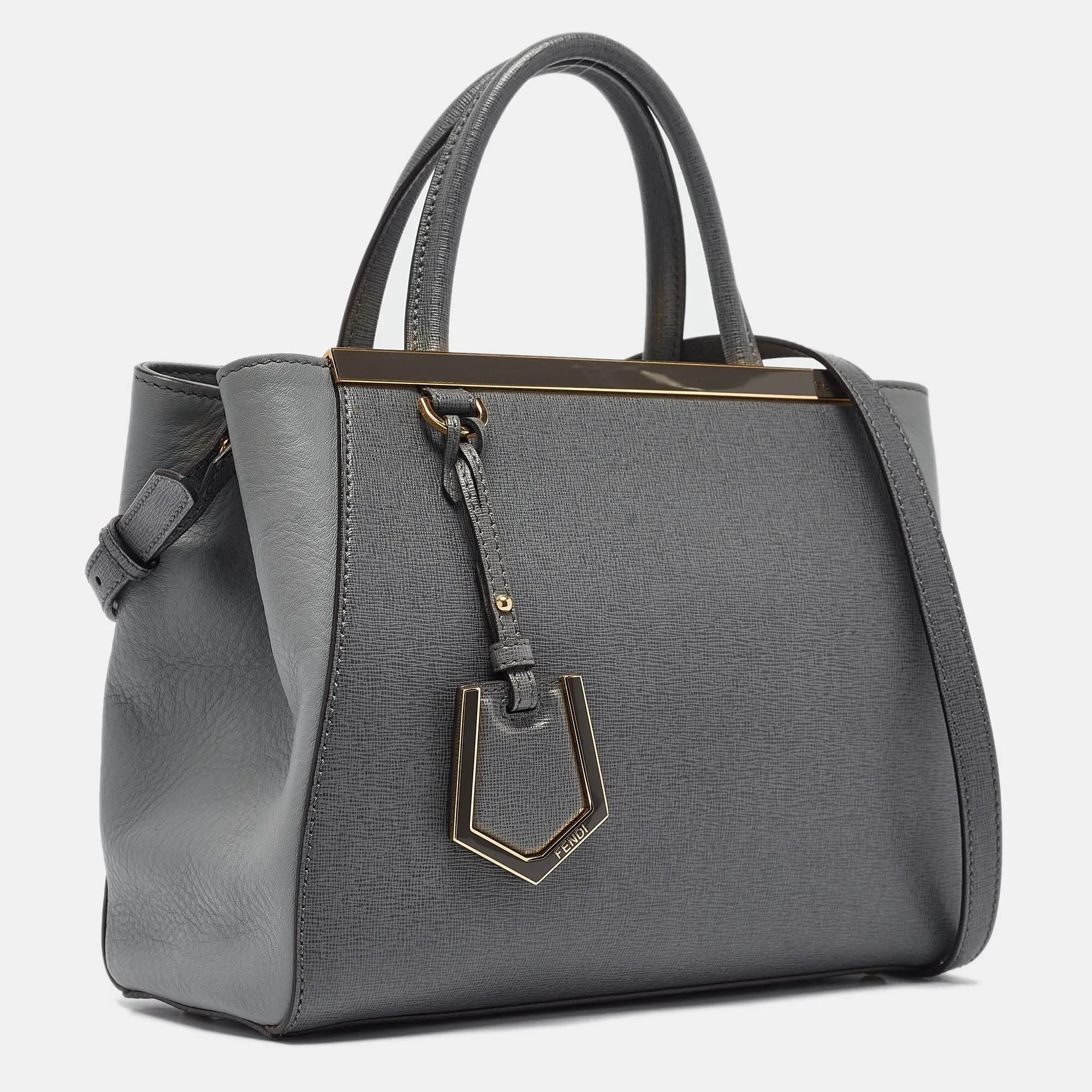 Fendi Grey Leather Petite Sac 2Jours Tote