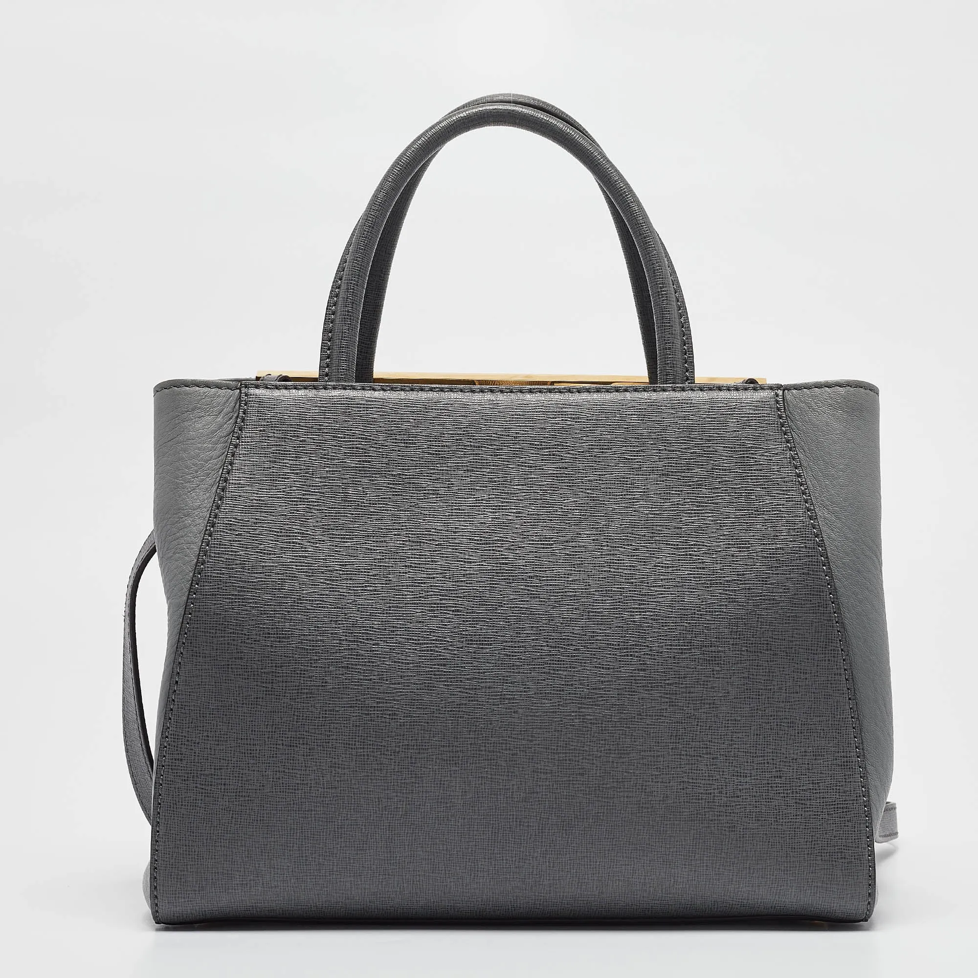 Fendi Grey Leather Petite Sac 2Jours Tote