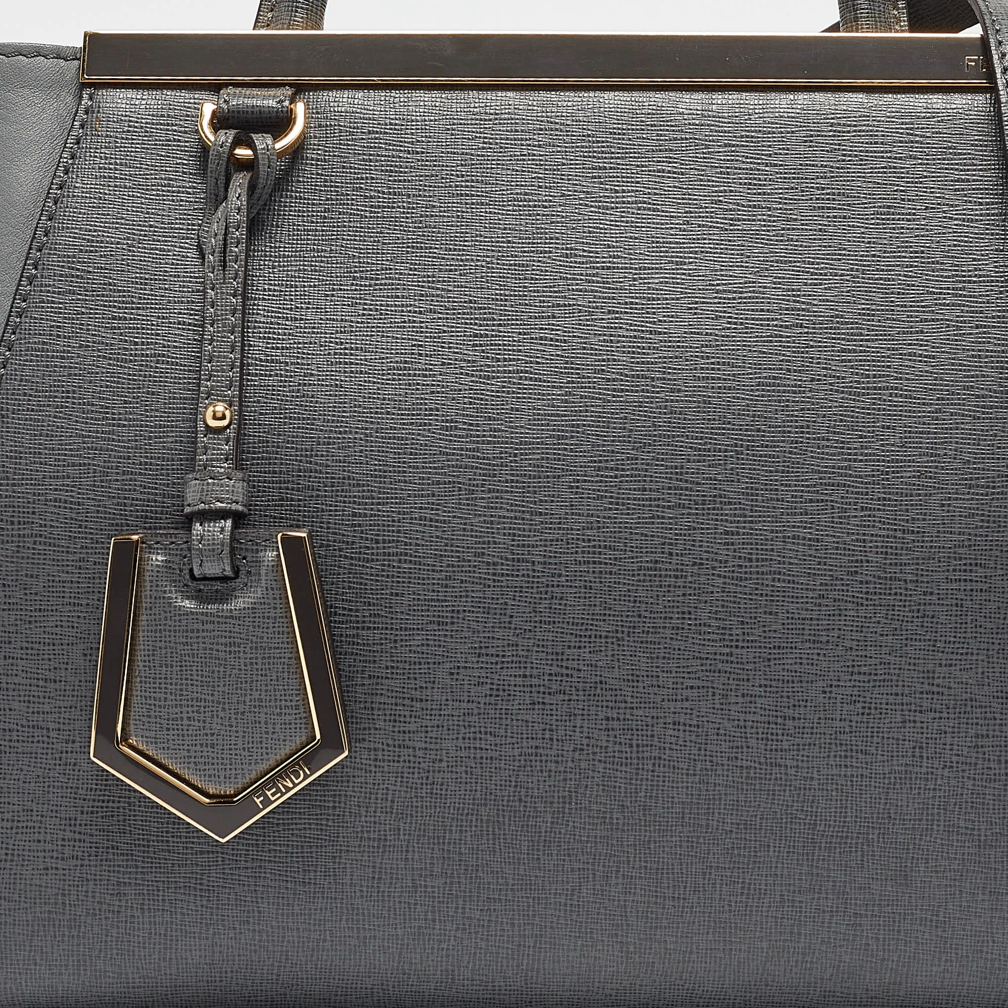 Fendi Grey Leather Petite Sac 2Jours Tote