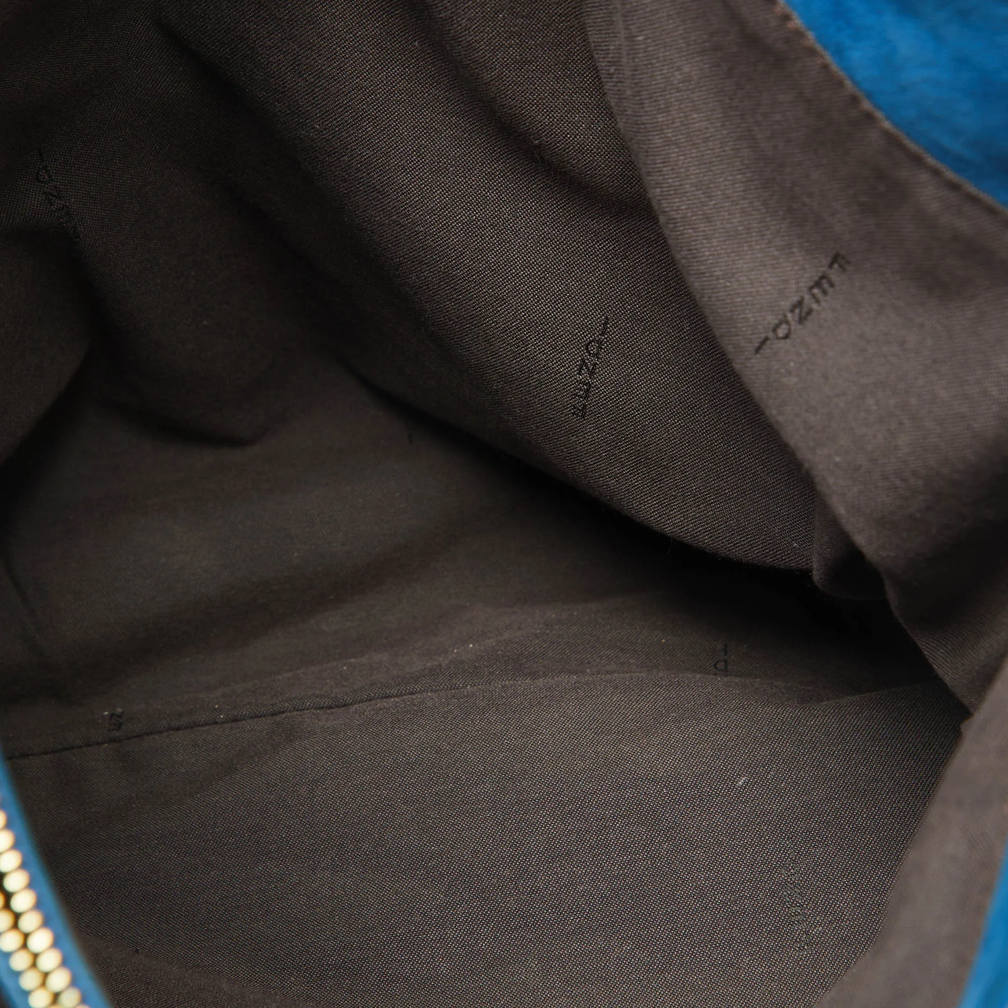 Fendi Metallic Blue Nubuck Leather Ff Tote