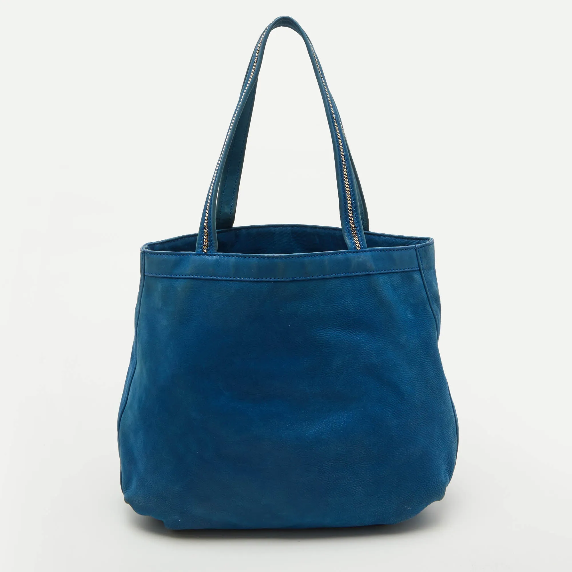 Fendi Metallic Blue Nubuck Leather Ff Tote