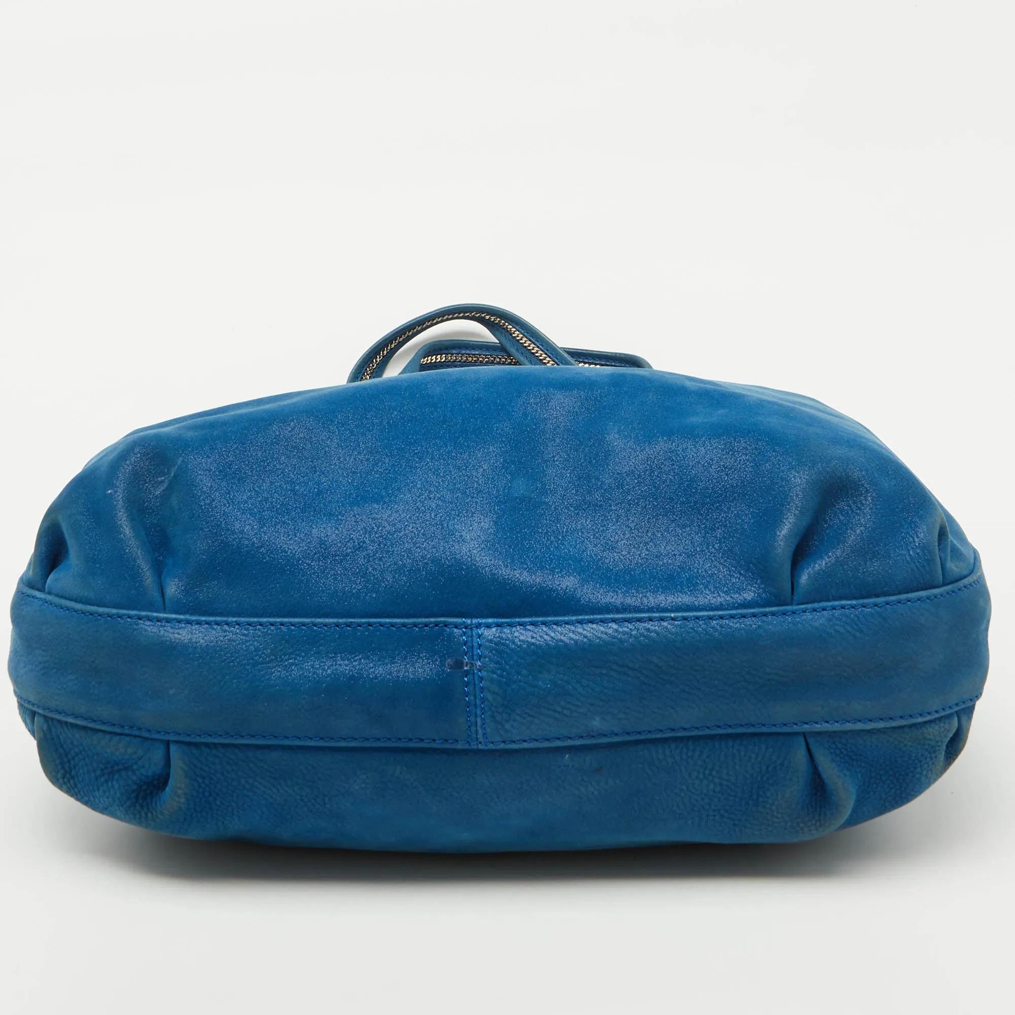 Fendi Metallic Blue Nubuck Leather Ff Tote