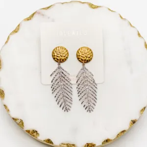 Fern Leaf Mixed Metals Post Earrings