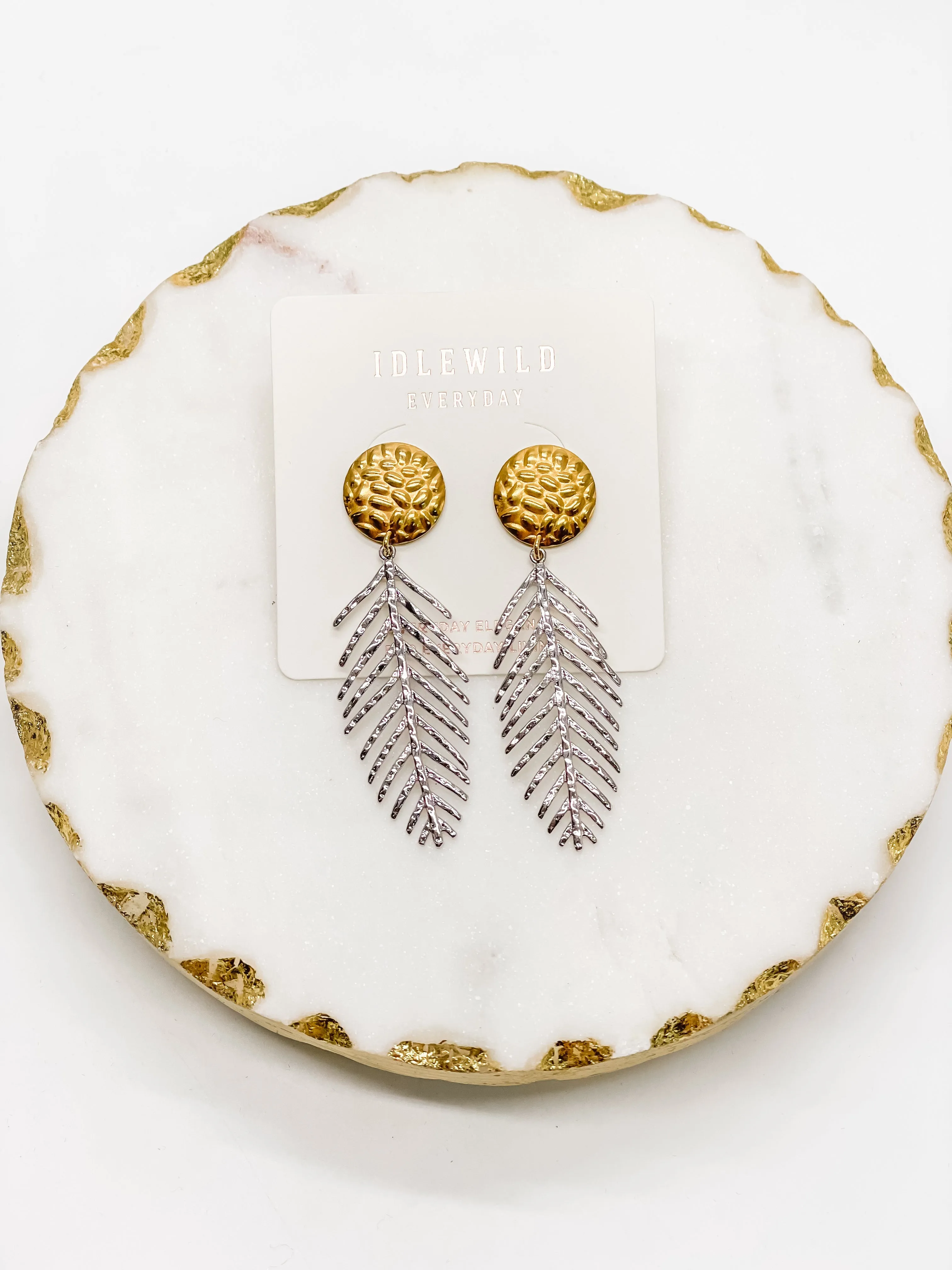 Fern Leaf Mixed Metals Post Earrings