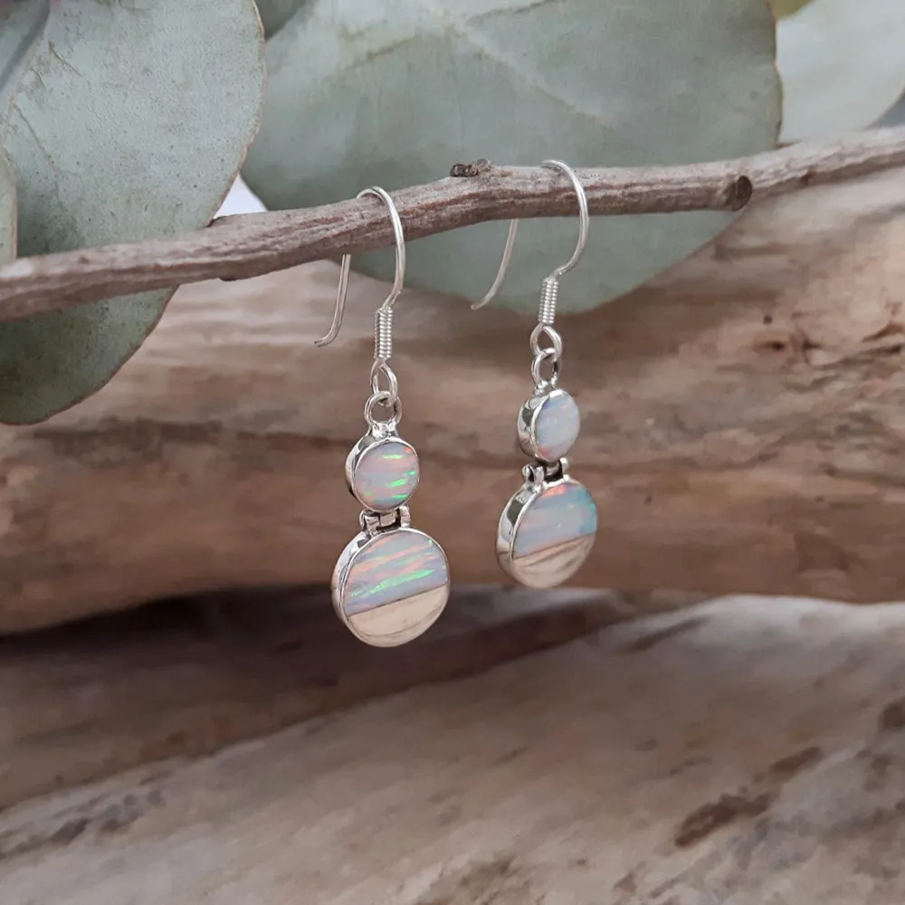Flinder White Double Dotty Drop Earrings