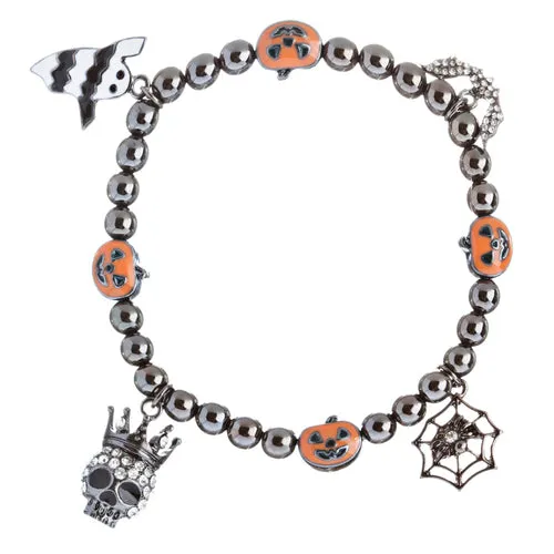 Halloween Costume Jewelry Crystal Rhinestone Amusing Charms Bracelet B425 Black